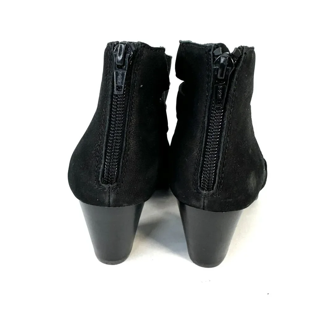 Vionic Heels Womens 6 Black Leather Harlow Gladiator Orthothic Bootie Shoes